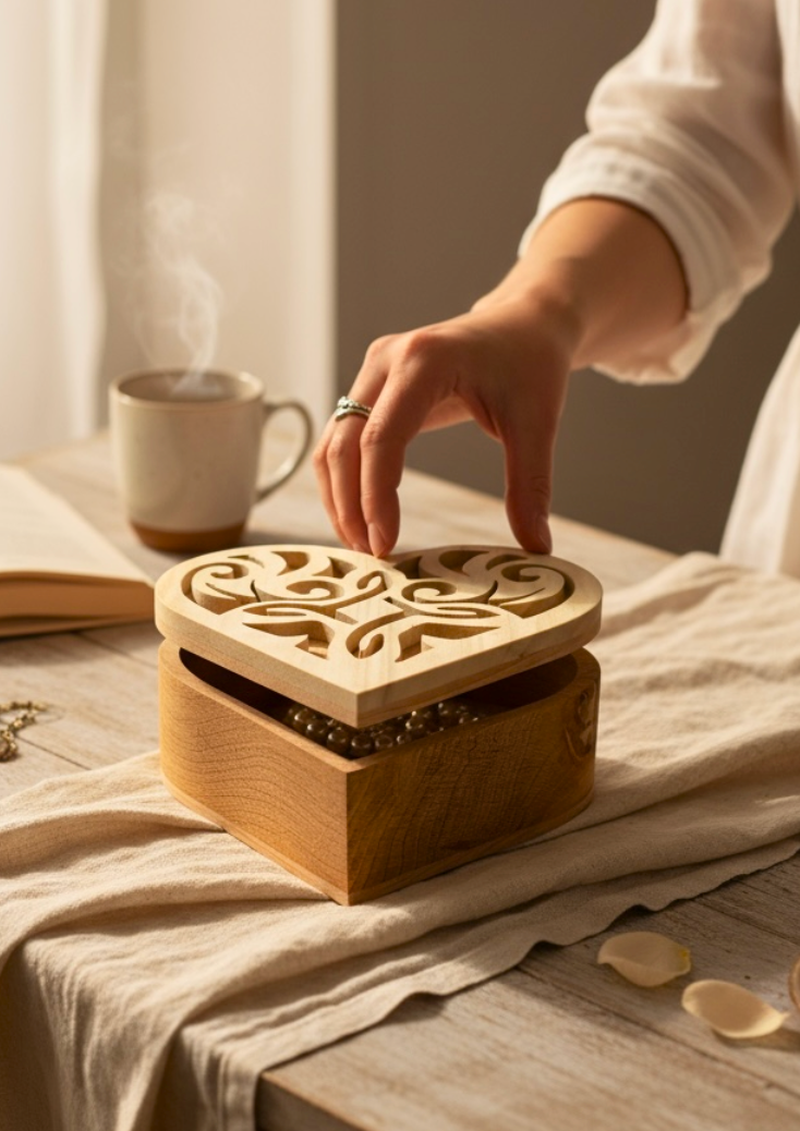 Boite coeur en bois