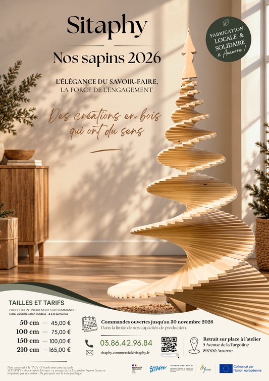 Sapin de Noël en bois artisanal - ( ⚠️ Pas de livraison possible / retrait atelier uniquement )