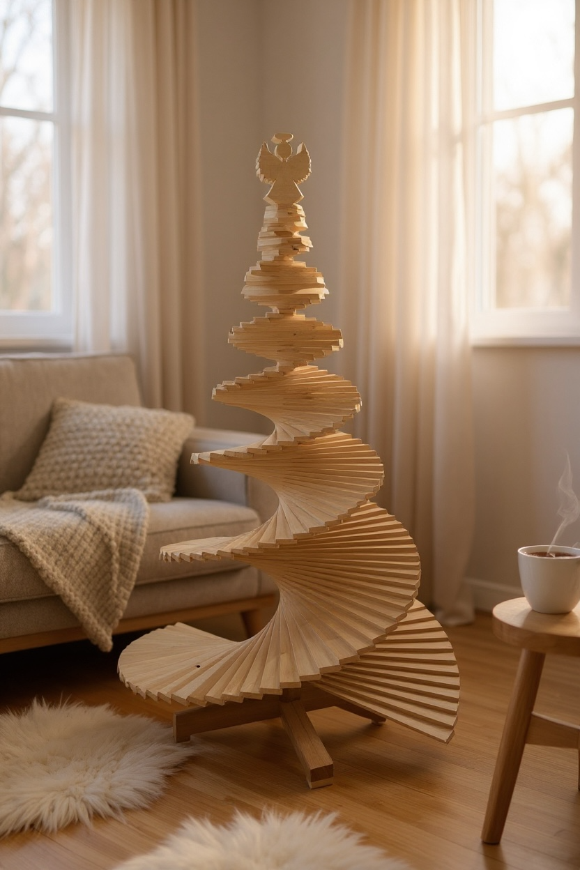 Sapin de Noël en bois artisanal - ( ⚠️ Pas de livraison possible / retrait atelier uniquement )